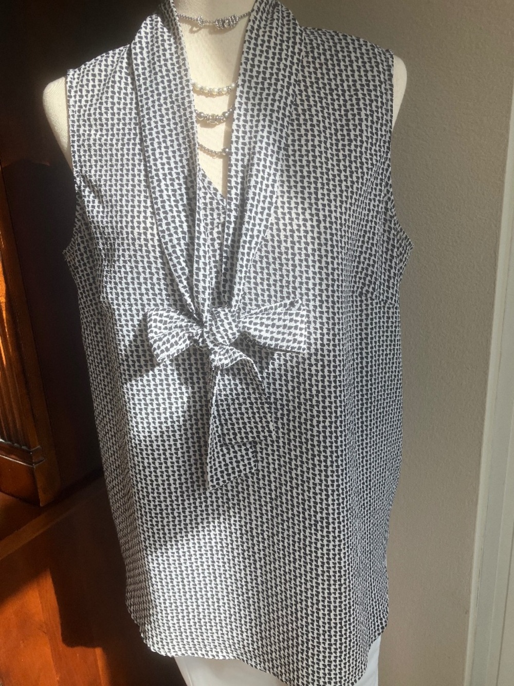 Adrianna Papell Sleeveless Sheer Blouse  Size Large